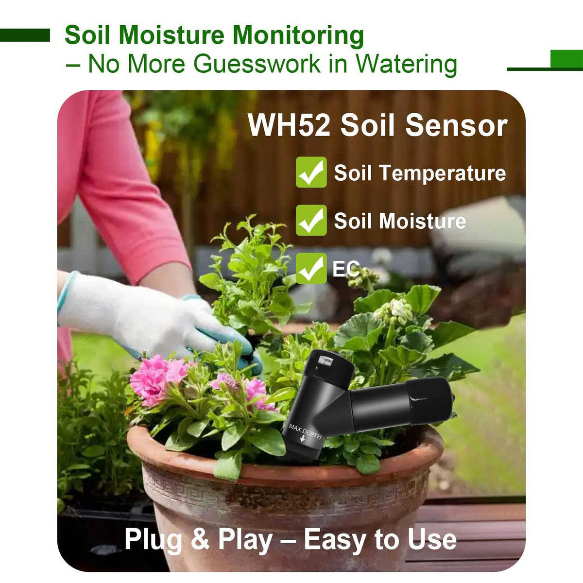 Ecowitt WH52 Soil Moisture,Temperature & EC Sensor