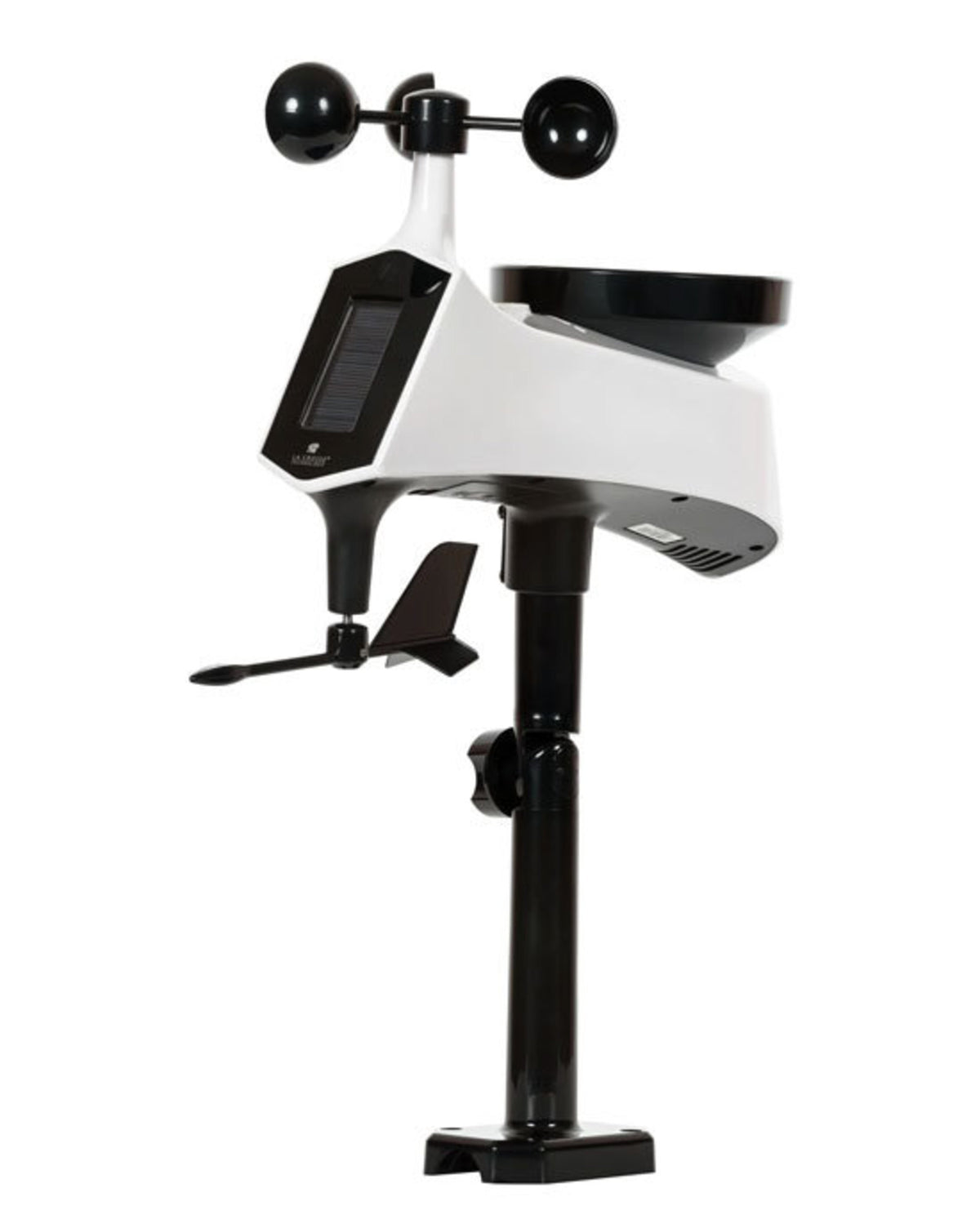 Outdoor wind and rain sensor with anemometer wind vane solar panel and mounting pole