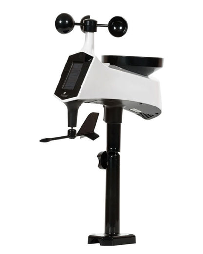 Outdoor wind and rain sensor with anemometer wind vane solar panel and mounting pole