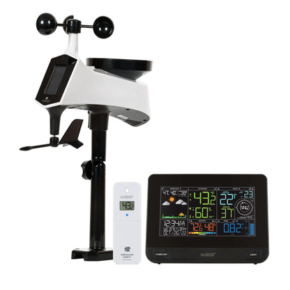 La Crosse weather station set with pole-mounted outdoor sensor remote sensor and colour display console