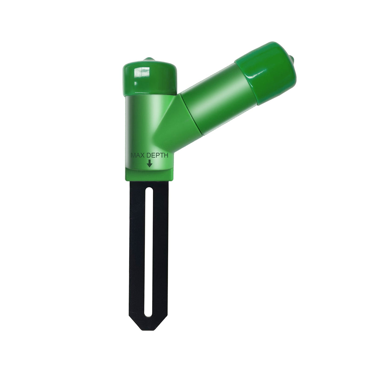 Green Ecowitt WH51 soil moisture sensor shown in angled and upright views on a white background