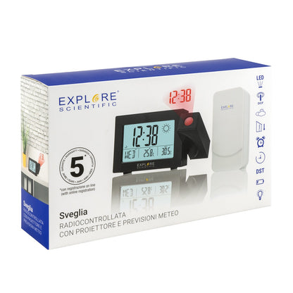 Explore Scientific Projection Clock with Weather Forecast Display and Outdoor Sensor