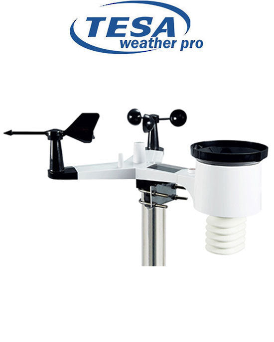 TESA Weather Pro outdoor sensor array with rain gauge wind vane anemometer and pole mount